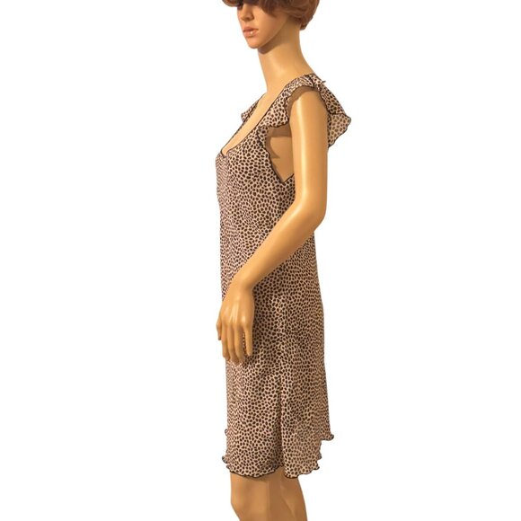 Natori Private Luxuries Leopard Print Ruffle Sleeve Scoop Back Short Dress - Picture 6 of 11